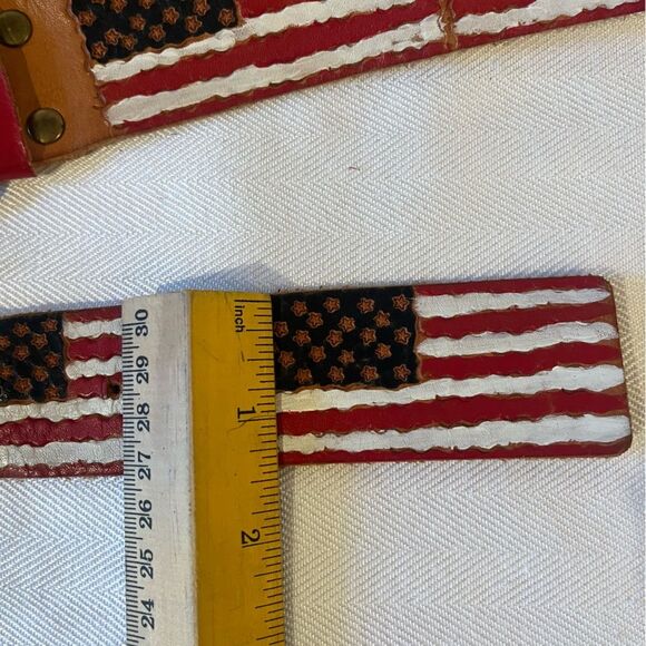 Rare?Diane Weiss NYC‎ hand tooled and painted leather ??USA flag belt. main image 8